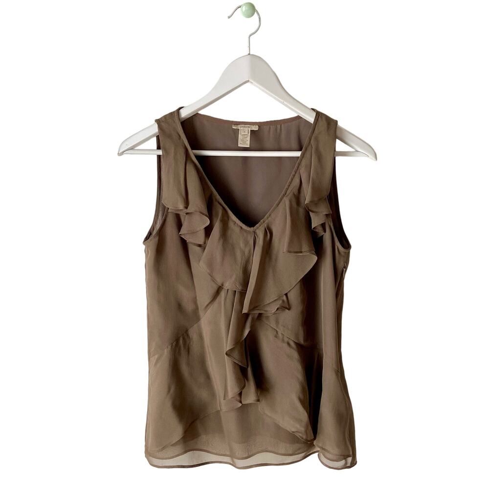 J. Crew 100% Silk Ruffled Tank Top Size 2